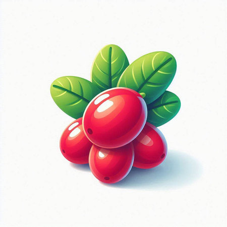 Cranberry with leaves on a white background. Vector illustration.のイラスト素材