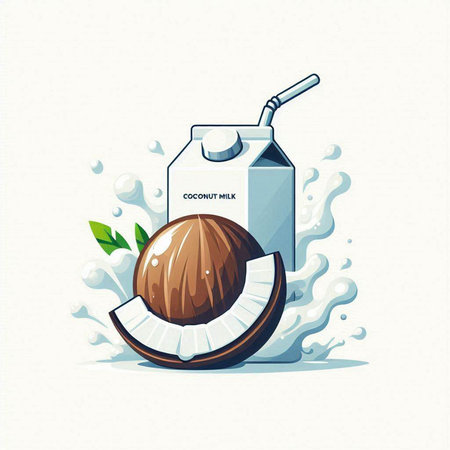 Coconut milk in a glass with a straw, vector illustrationのイラスト素材