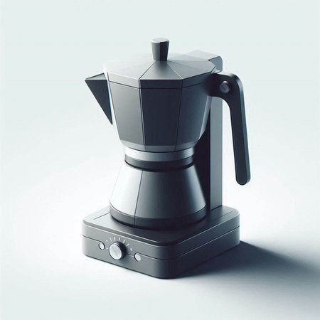 Digital illustration of a coffee maker in black color on a white backgroundのイラスト素材