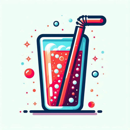 Cocktail in a glass with a straw. Vector illustration.のイラスト素材