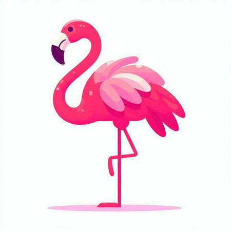 Pink flamingo. Vector illustration isolated on white background. Cartoon style.のイラスト素材