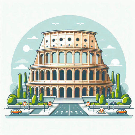 Colosseum in Rome, Italy. Colosseum is one of the symbols of Rome.のイラスト素材