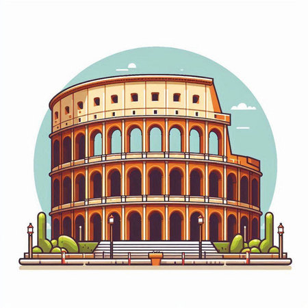 Colosseum in Rome, Italy. Colosseum is one of the main tourist attractions of Rome.のイラスト素材
