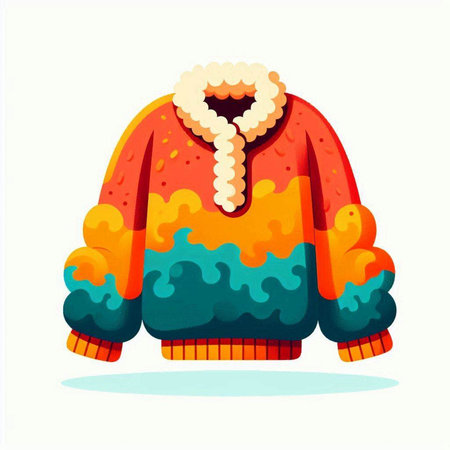 Vector illustration of a warm woolen sweater with a pompon.のイラスト素材