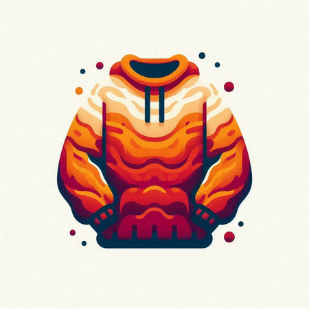 Illustration of a warm sweater with a hood. Vector illustration.のイラスト素材