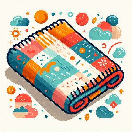 Vector illustration of colorful hand drawn doodle patterned book cover.のイラスト素材