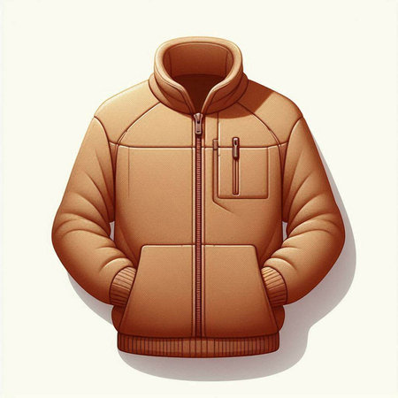 Vector illustration of a brown winter jacket on a white background with shadowのイラスト素材