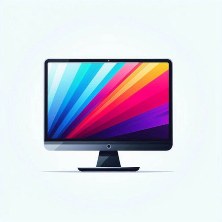 Computer monitor with colorful stripes on a white background. Vector illustration.のイラスト素材