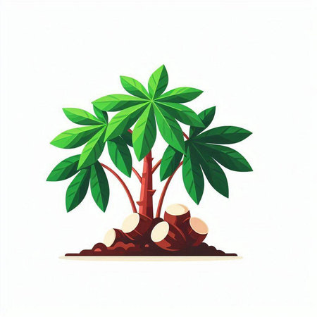 Coconut tree isolated on white background. Vector cartoon illustration.のイラスト素材