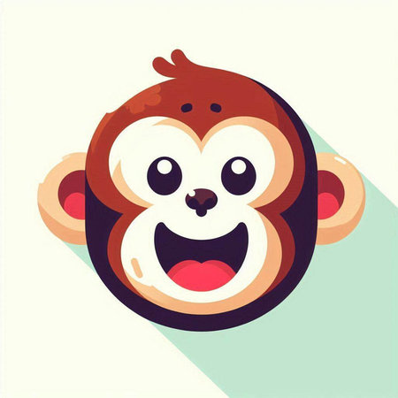 funny monkey face, vector illustration in flat design style with long shadowのイラスト素材
