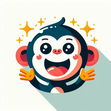 Cute cartoon monkey. Vector illustration in flat design style with long shadow.のイラスト素材