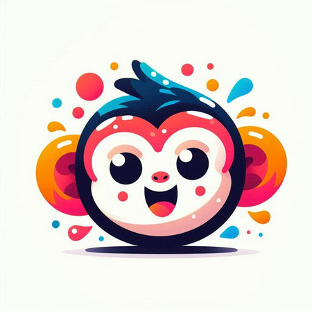 Cute funny cartoon penguin. Vector illustration in flat style.のイラスト素材