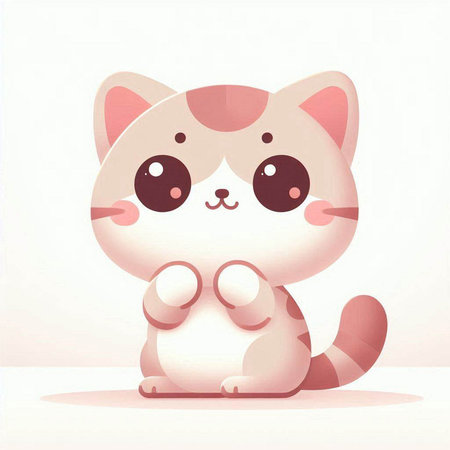 Cute cartoon cat sitting on a white background. Vector illustration.のイラスト素材