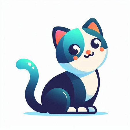 Cute cartoon cat. Colorful vector illustration on white background.のイラスト素材