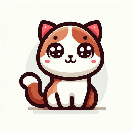 Cute cat cartoon vector illustration. Cute kawaii animal character.のイラスト素材