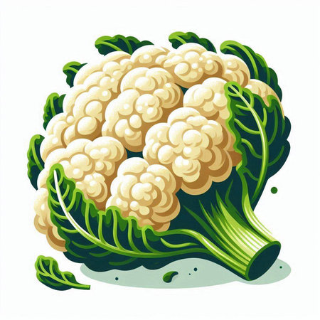 Cauliflower vector illustration. Cauliflower isolated on white background.のイラスト素材