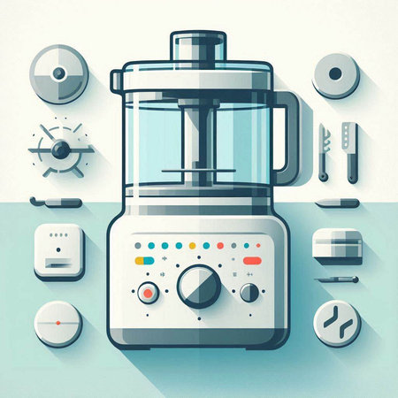 Kitchen equipment. Blender, mixer, extractor, blender. Flat design vector illustrationのイラスト素材