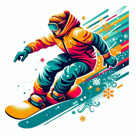 Snowboarder - vector illustration with space for your own text.のイラスト素材