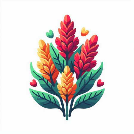 Bouquet of flowers and leaves. Hand drawn vector illustration.のイラスト素材