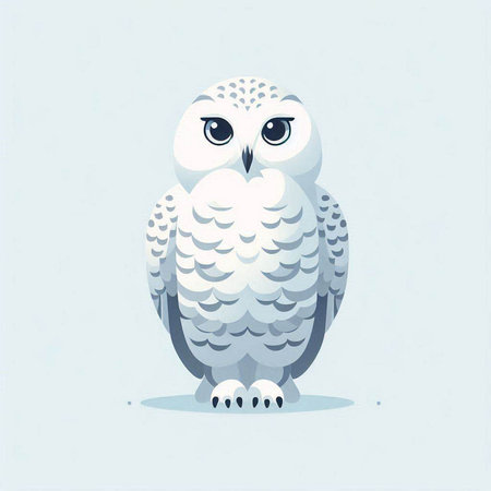 Snowy Owl isolated on white background. Vector illustration in cartoon style.のイラスト素材