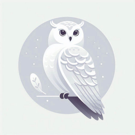 Owl on white background. Vector illustration in a flat style.のイラスト素材