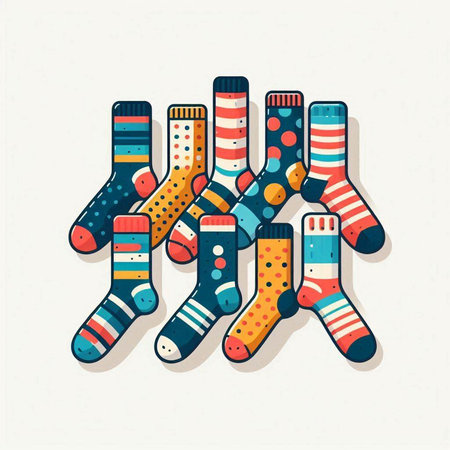 Colorful socks with polka dots. Vector illustration for your designのイラスト素材