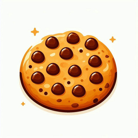 Chocolate chip cookie. Vector illustration isolated on a white background.のイラスト素材