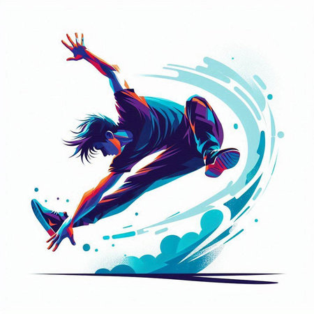 Skateboarder jumping, vector illustration. Skateboarder jumpingのイラスト素材