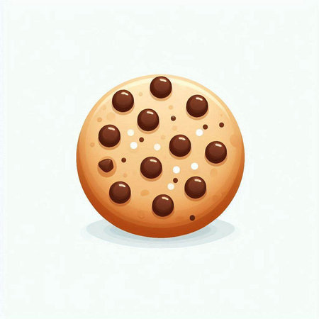 Chocolate chip cookie on white background. Vector illustration in cartoon style.のイラスト素材