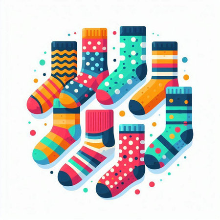 Colorful socks icon on white background. Vector illustration in flat style.のイラスト素材