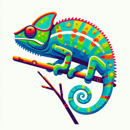 Colorful chameleon on a white background. Vector illustration.のイラスト素材