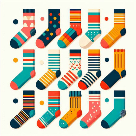Set of colorful socks isolated on a white background. Vector illustration.のイラスト素材