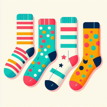 Socks in retro style. Vector illustration of a set of socks.のイラスト素材