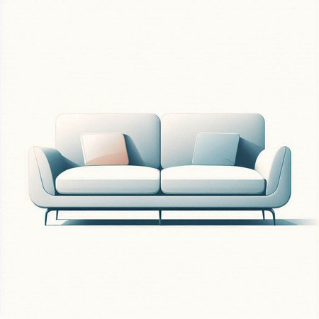 Sofa with pillows on a white background. Vector illustration.のイラスト素材