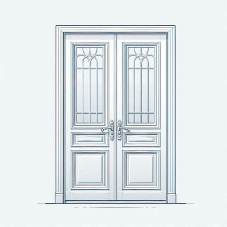 Stylized vector illustration of the entrance door in classic style.のイラスト素材