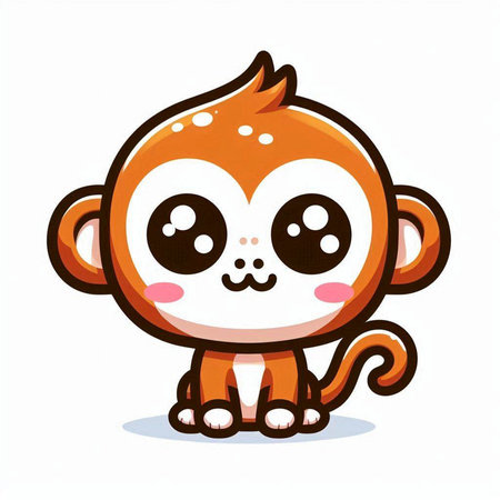 Cute cartoon monkey isolated on a white background. Vector illustration.のイラスト素材