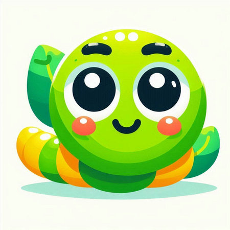 Cute green turtle on a white background. Vector cartoon illustration.のイラスト素材