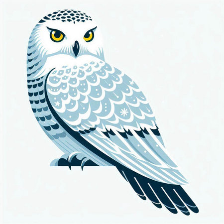 Owl on white background. Vector illustration of a bird in a flat style.のイラスト素材