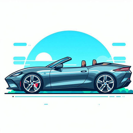Sport car on the road. Vector illustration of a sports car.のイラスト素材