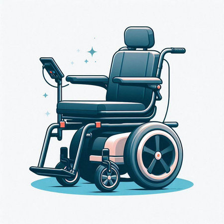 Wheelchair on wheels isolated on a white background. Vector illustration.のイラスト素材