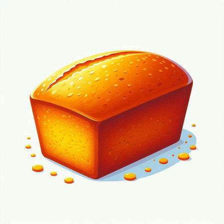 Illustration of a loaf of bread with drops of water on a white backgroundのイラスト素材