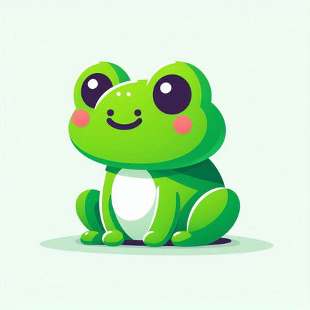 Cute cartoon frog isolated on white background. Vector illustration. Eps 10.のイラスト素材