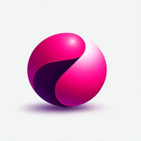 abstract 3d sphere in pink and blue colors on white backgroundのイラスト素材