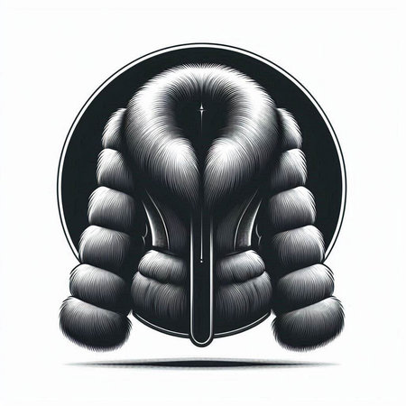 Head of a man in a coat of fur. Vector illustration.のイラスト素材