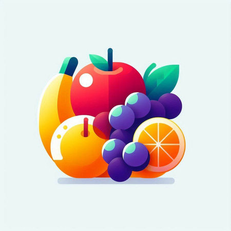 Fruit vector icon in flat style. Colorful fruit illustration.のイラスト素材