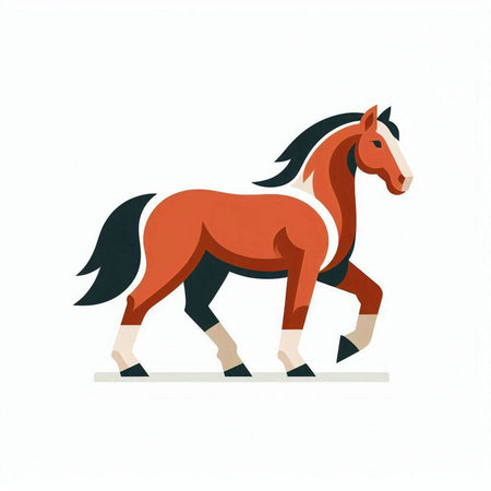 Illustration of a red horse on white background, vector illustration.のイラスト素材