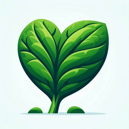 Vector illustration of a green leaf in the shape of a heart.のイラスト素材