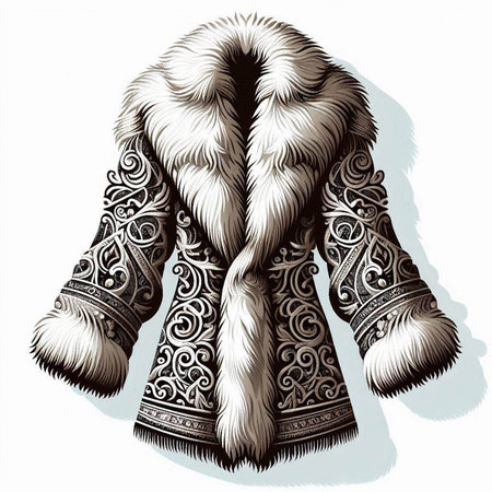 Vector illustration of a winter coat with a fur collar and hood.のイラスト素材