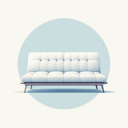 Sofa on a white background. 3d illustration. Vintage style.のイラスト素材