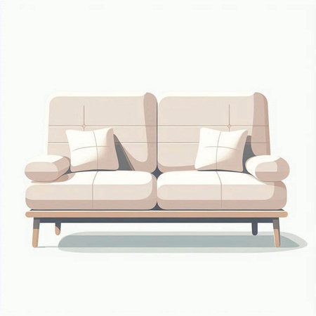 Comfortable sofa isolated on a white background. Vector illustration in retro style.のイラスト素材